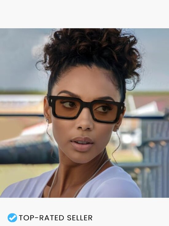 Thick Frame Square Sunglasses Chunky Rectangle Rivet Design UV400 Protection main image 4
